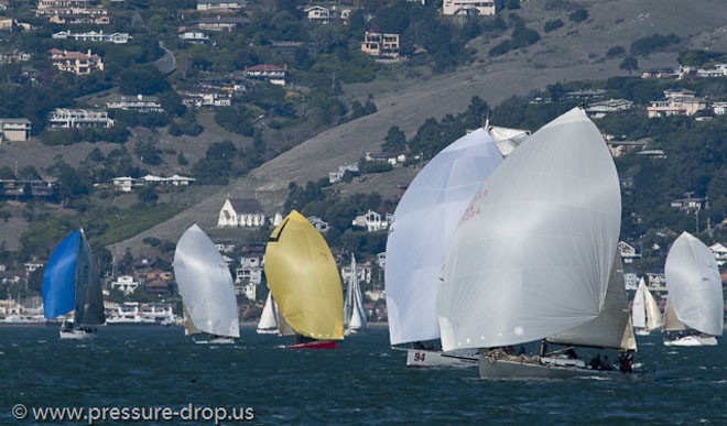 Double Trouble drag races with California Condor, with the remainder of PHRF 1 in hot pursuit - Manuel Fagundes Seaweed Soup Midwinter Regatta 2011 © Erik Simonson www.pressure-drop.us http://www.pressure-drop.us
